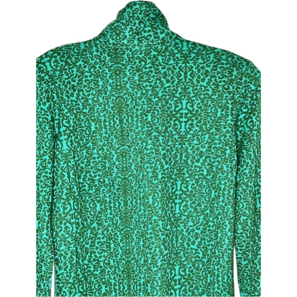 KAVU Lopez Jacquard Button Up High Neck Pullover Sweater - Green/Black - S - Picture 5 of 9
